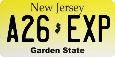 NJ license plate A26EXP