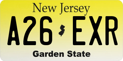 NJ license plate A26EXR