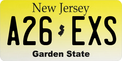 NJ license plate A26EXS