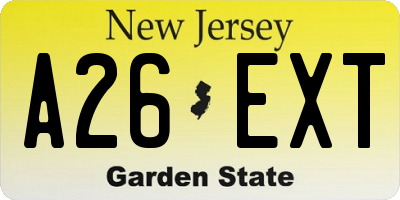 NJ license plate A26EXT