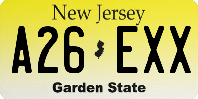 NJ license plate A26EXX