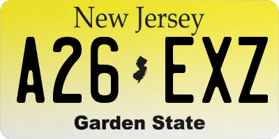 NJ license plate A26EXZ