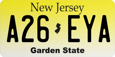NJ license plate A26EYA