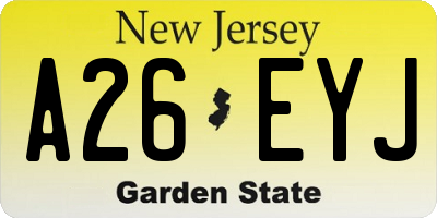 NJ license plate A26EYJ