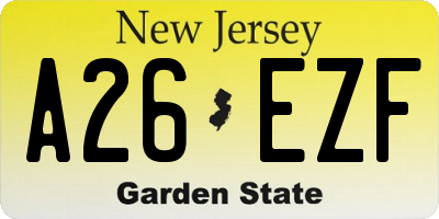 NJ license plate A26EZF