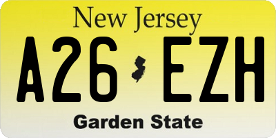 NJ license plate A26EZH