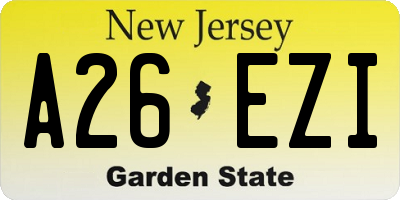 NJ license plate A26EZI