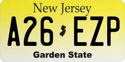 NJ license plate A26EZP