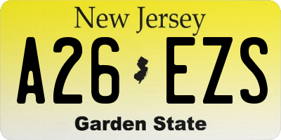 NJ license plate A26EZS