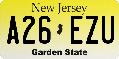 NJ license plate A26EZU