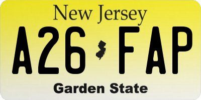 NJ license plate A26FAP