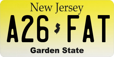 NJ license plate A26FAT