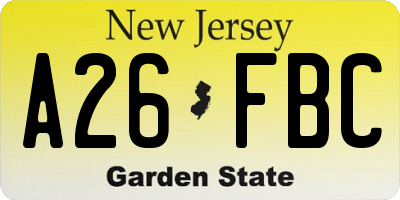 NJ license plate A26FBC