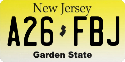 NJ license plate A26FBJ