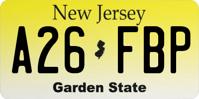 NJ license plate A26FBP
