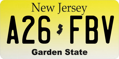 NJ license plate A26FBV