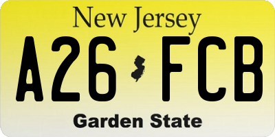 NJ license plate A26FCB