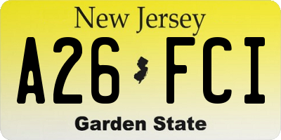 NJ license plate A26FCI