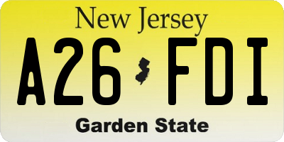 NJ license plate A26FDI