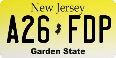 NJ license plate A26FDP