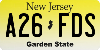 NJ license plate A26FDS