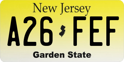 NJ license plate A26FEF