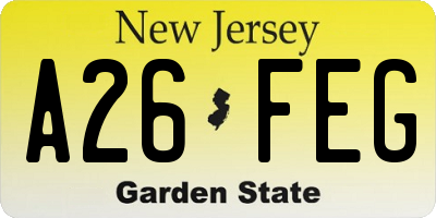 NJ license plate A26FEG
