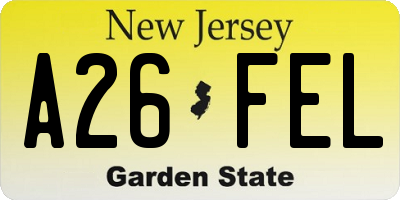 NJ license plate A26FEL