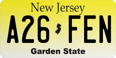 NJ license plate A26FEN