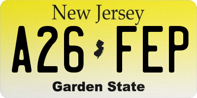 NJ license plate A26FEP