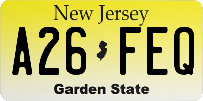 NJ license plate A26FEQ