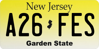 NJ license plate A26FES