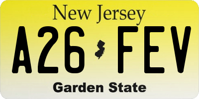 NJ license plate A26FEV
