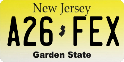 NJ license plate A26FEX