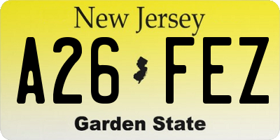 NJ license plate A26FEZ
