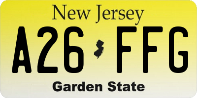 NJ license plate A26FFG