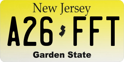 NJ license plate A26FFT