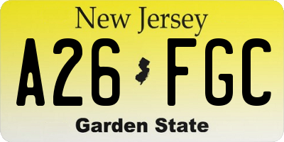 NJ license plate A26FGC
