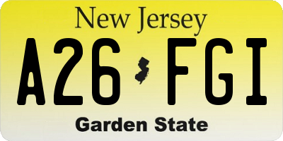 NJ license plate A26FGI