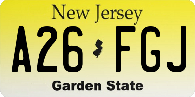 NJ license plate A26FGJ