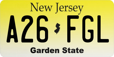 NJ license plate A26FGL