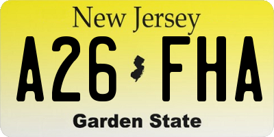 NJ license plate A26FHA