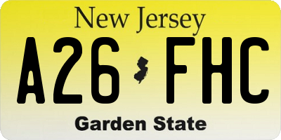 NJ license plate A26FHC