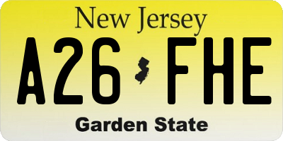 NJ license plate A26FHE