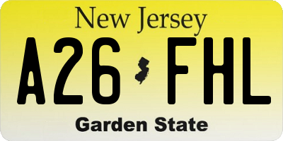 NJ license plate A26FHL