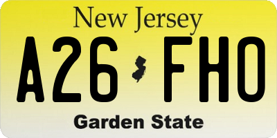 NJ license plate A26FHO