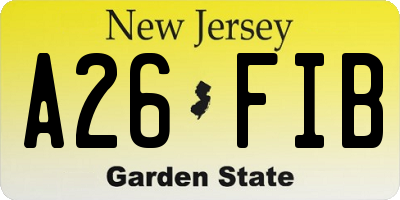 NJ license plate A26FIB