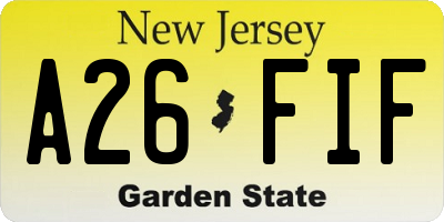 NJ license plate A26FIF