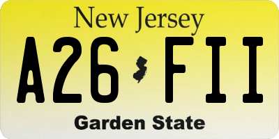 NJ license plate A26FII