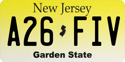 NJ license plate A26FIV